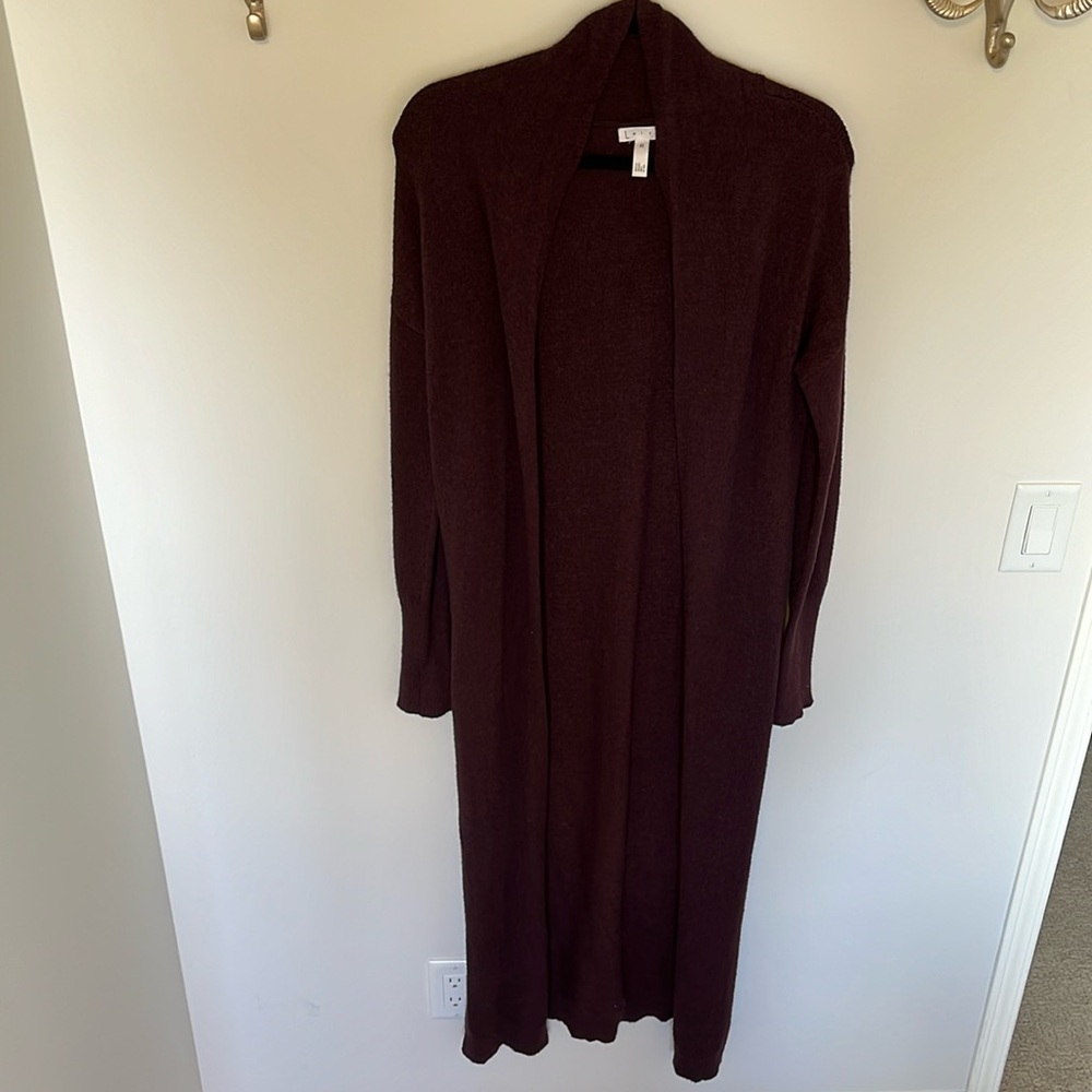 Leith Plum Full Length Cardigan
